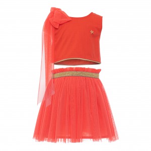 Galla Orange Top and Skirt Set