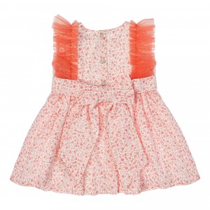 Floral Salmon Tulle Dress